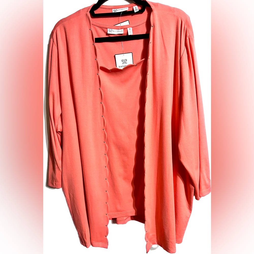 Rafaella women's plus size 3X open front cardigan with matching tank top.